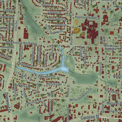 Close-up 1 of the Milton, Florida map artwork