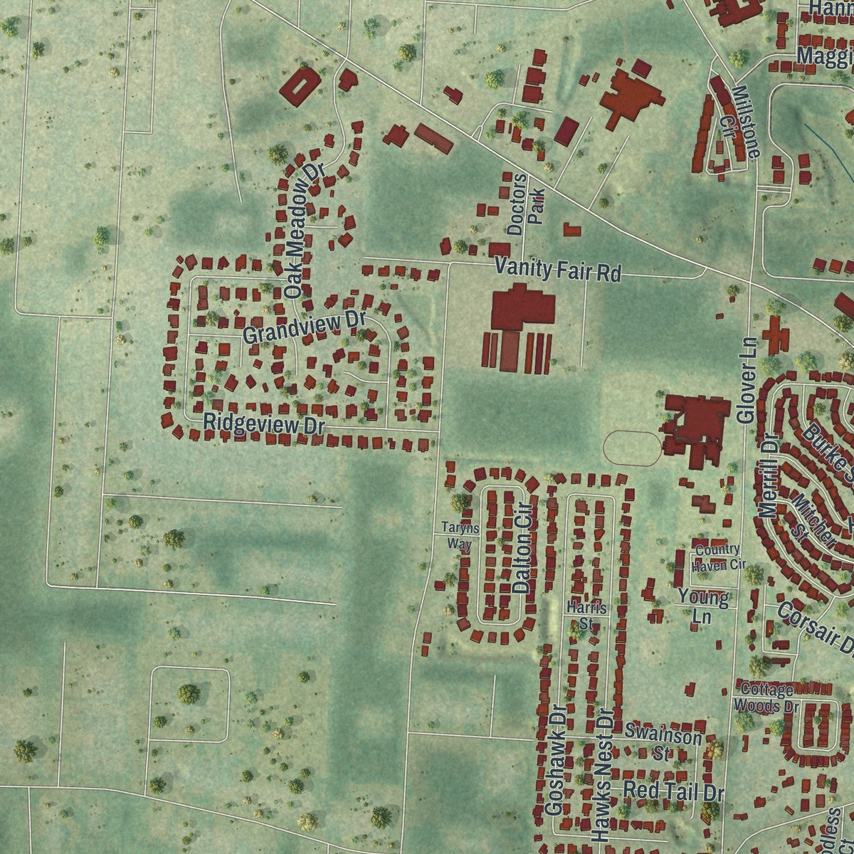 Close-up 2 of the Milton, Florida map artwork
