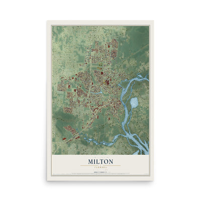 Milton, Florida map print, 12" x 18" Archival Matte Print mockup