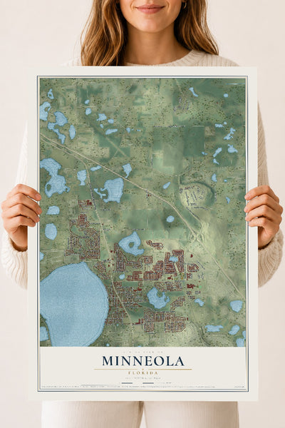 Minneola, Florida map print, 18" x 24" Archival Matte Print mockup