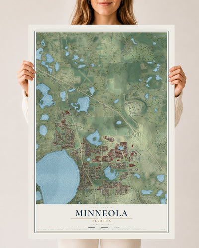 Minneola, Florida map print, 24" x 36" Archival Matte Print mockup