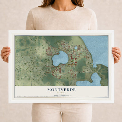 Montverde, Florida map print, 12" x 18" W/ White Ayous Wood Frame mockup