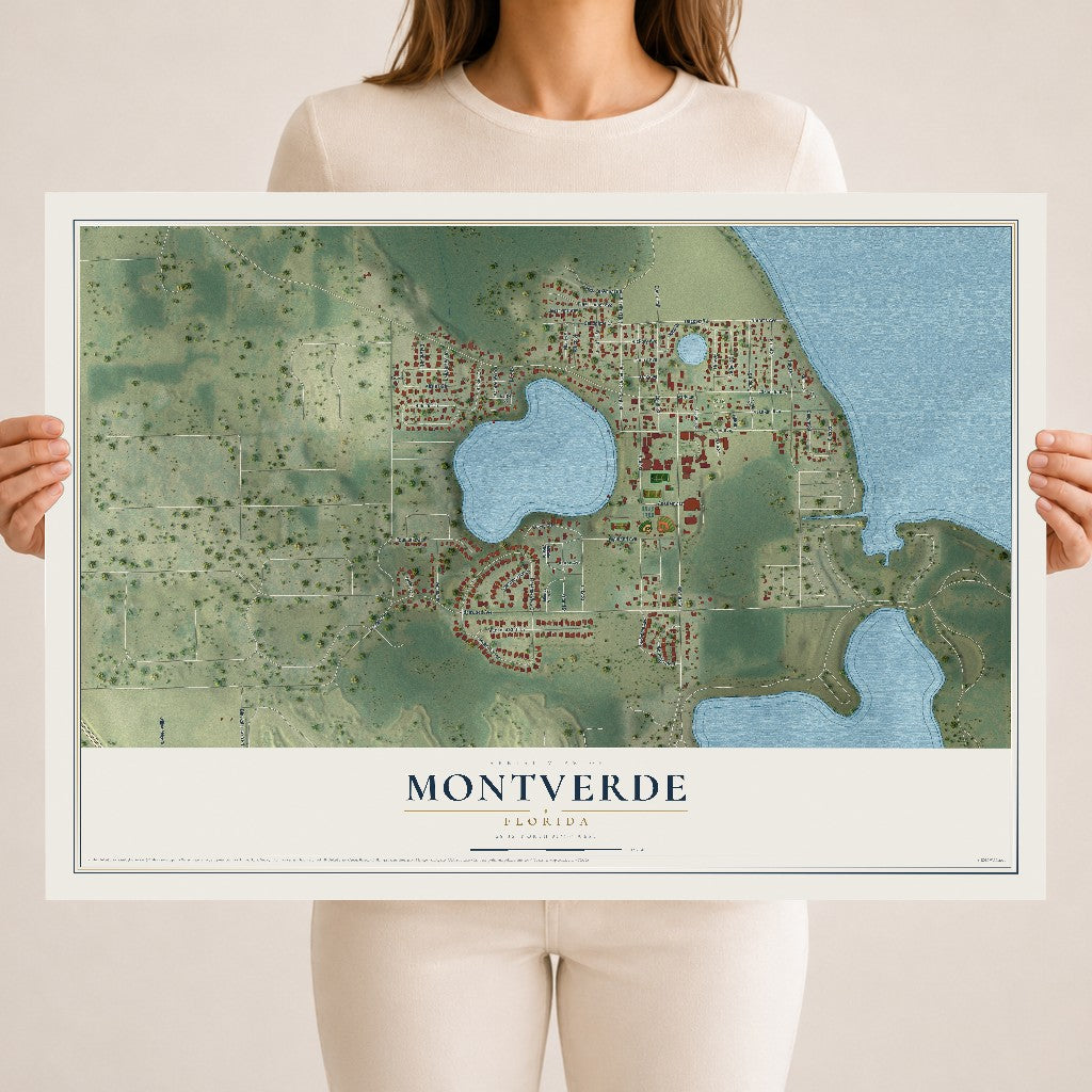 Montverde, Florida map print, 18" x 24" Archival Matte Print mockup