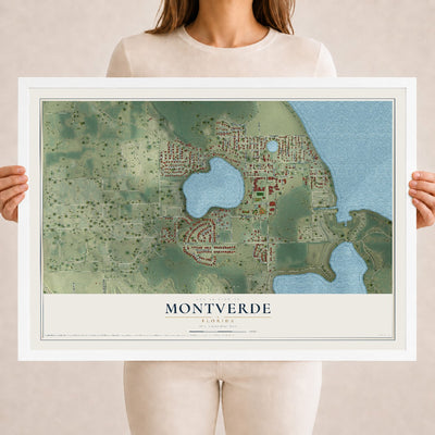 Montverde, Florida map print, 18" x 24" W/ White Ayous Wood Frame mockup