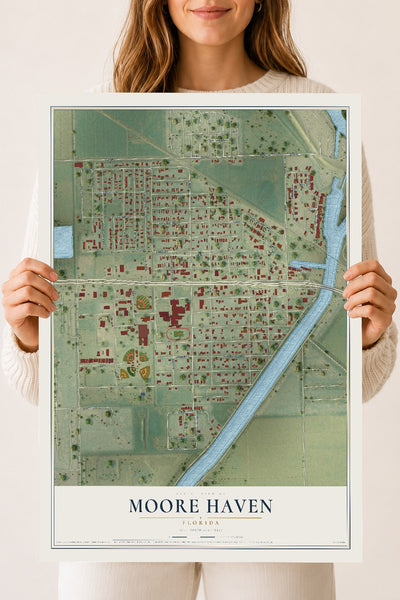 Moore Haven, Florida map print, 18" x 24" Archival Matte Print mockup