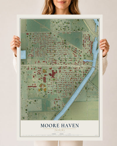 Moore Haven, Florida map print, 24" x 36" Archival Matte Print mockup