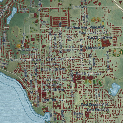 Close-up 1 of the Mount Dora, Florida map artwork