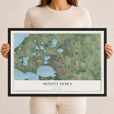Mount Dora, Florida map print, 12" x 18" W/ Black Ayous Wood Frame mockup