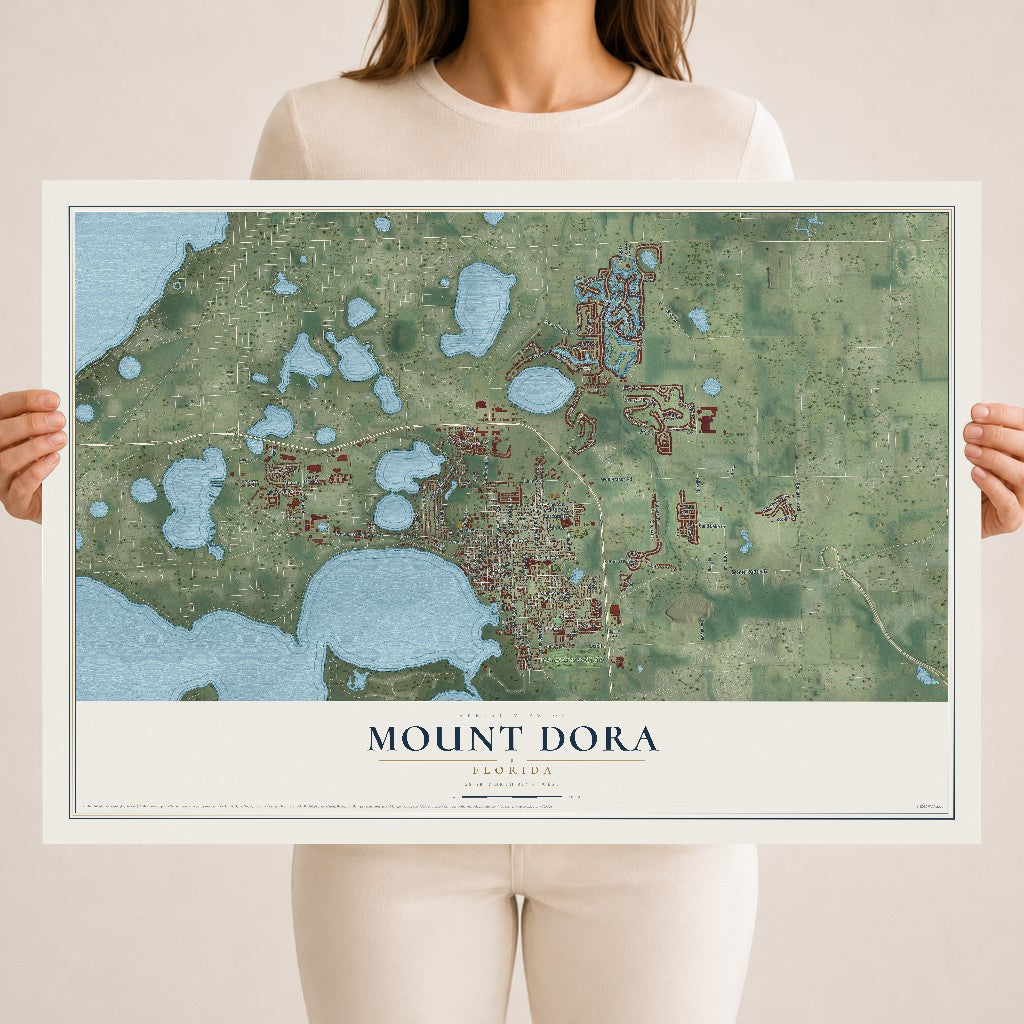 Mount Dora, Florida map print, 18" x 24" Archival Matte Print mockup