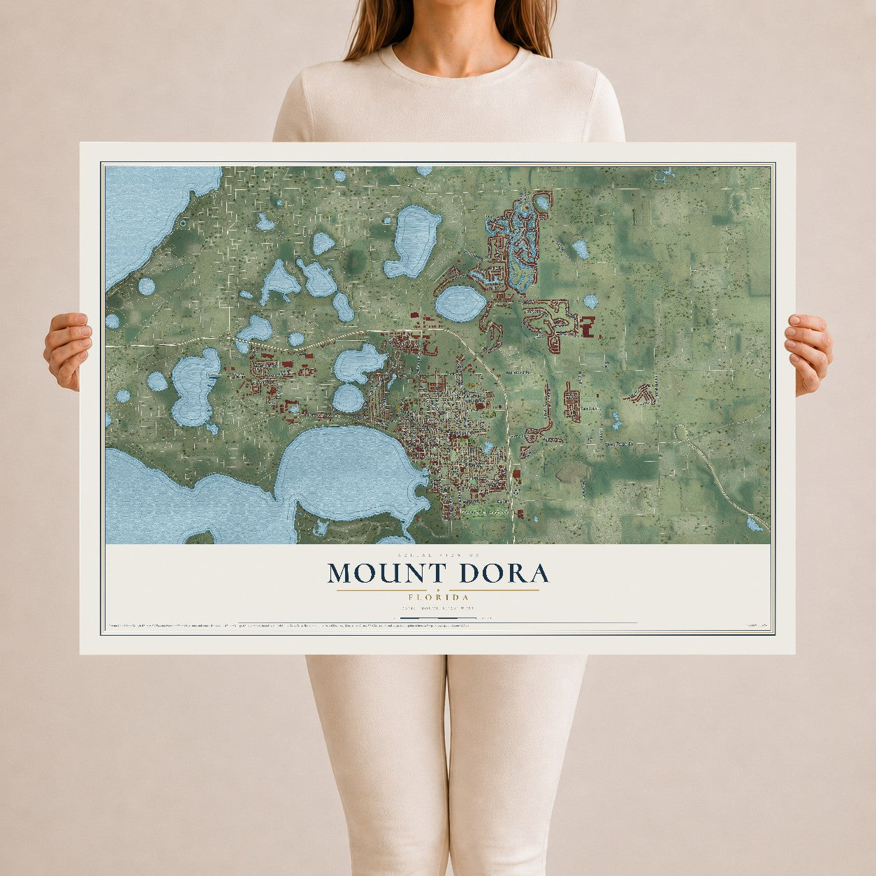 Mount Dora, Florida map print, 24" x 36" Archival Matte Print mockup