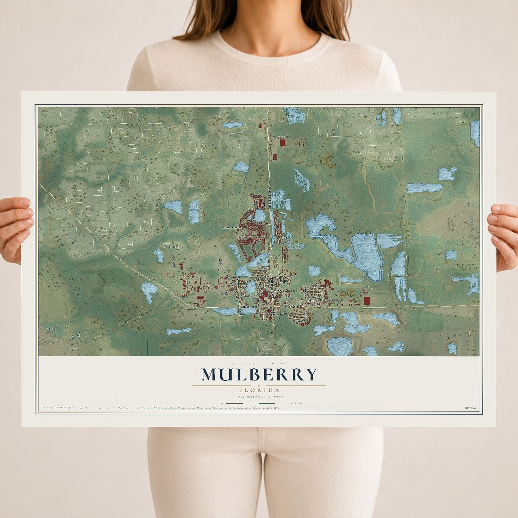 Mulberry, Florida map print, 18" x 24" Archival Matte Print mockup
