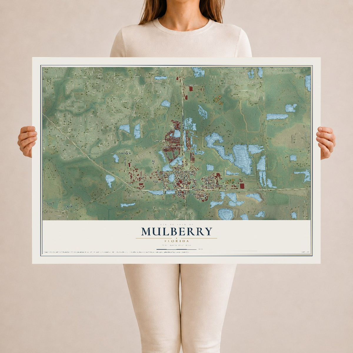 Mulberry, Florida map print, 24" x 36" Archival Matte Print mockup