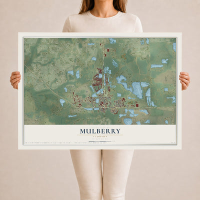 Mulberry, Florida map print, 24" x 36" Archival Matte Print mockup