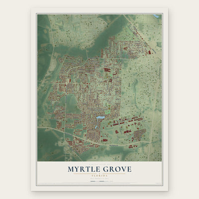 Myrtle Grove, Florida map print, the full design