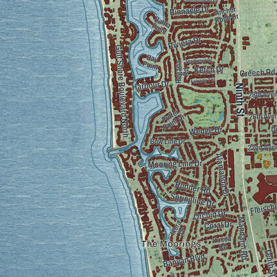 Close-up 2 of the Naples, Florida map artwork