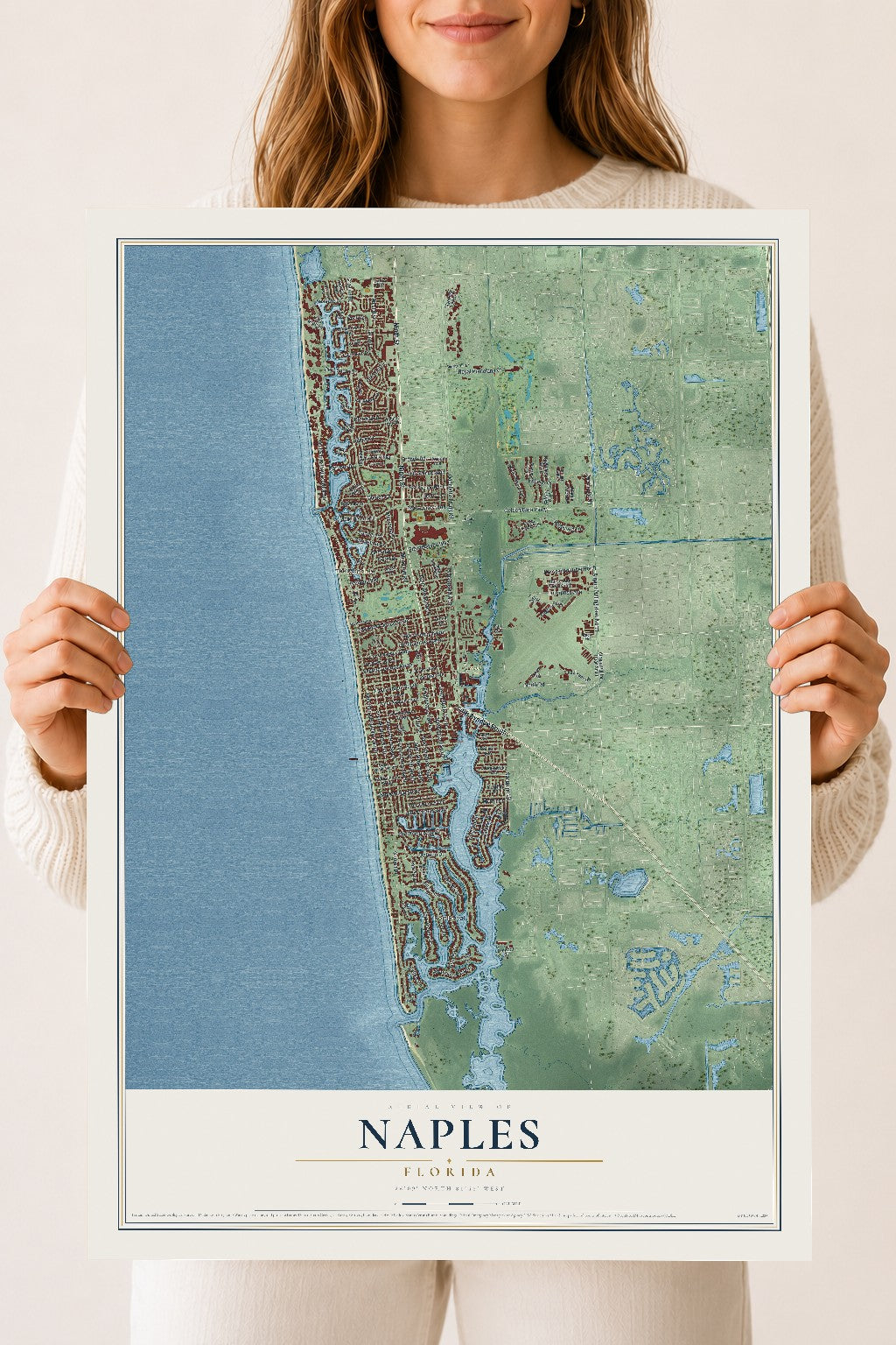 Naples, Florida map print, 18" x 24" Archival Matte Print mockup