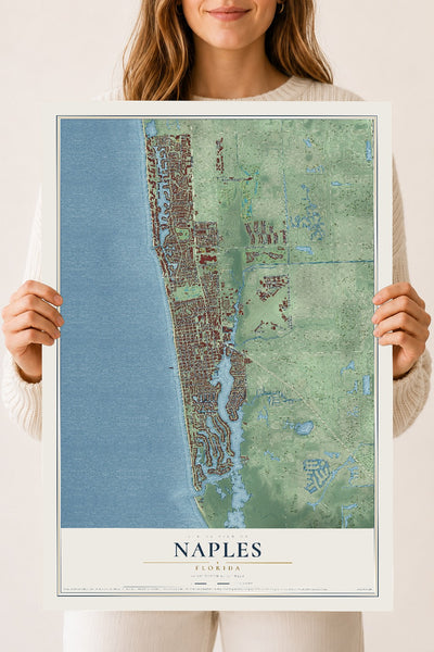 Naples, Florida map print, 18" x 24" Archival Matte Print mockup