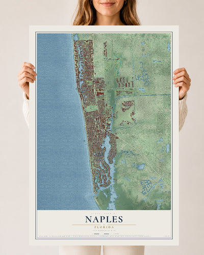 Naples, Florida map print, 24" x 36" Archival Matte Print mockup