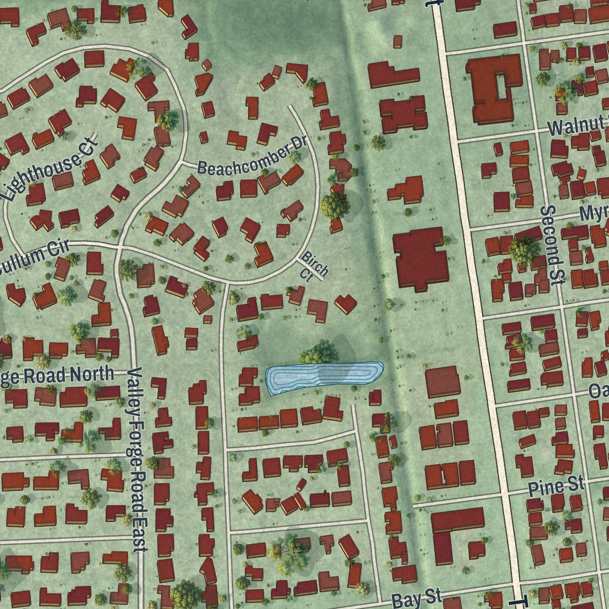 Close-up 1 of the Neptune Beach, Florida map artwork