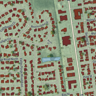 Close-up 1 of the Neptune Beach, Florida map artwork