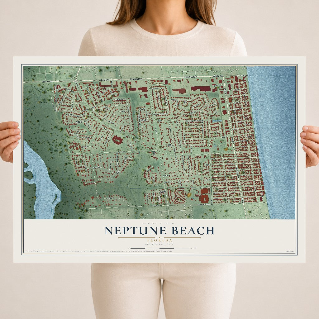 Neptune Beach, Florida map print, 18" x 24" Archival Matte Print mockup