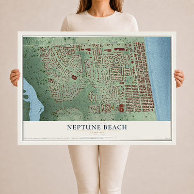 Neptune Beach, Florida map print, 24" x 36" Archival Matte Print mockup