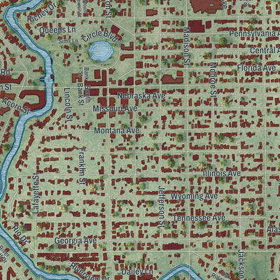 Close-up 1 of the New Port Richey, Florida map artwork