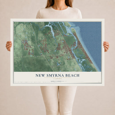 New Smyrna Beach, Florida map print, 24" x 36" Archival Matte Print mockup
