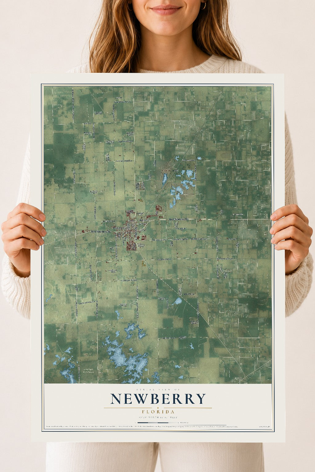 Newberry, Florida map print, 18" x 24" Archival Matte Print mockup