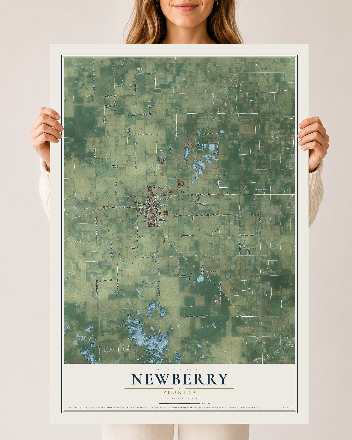 Newberry, Florida map print, 24" x 36" Archival Matte Print mockup