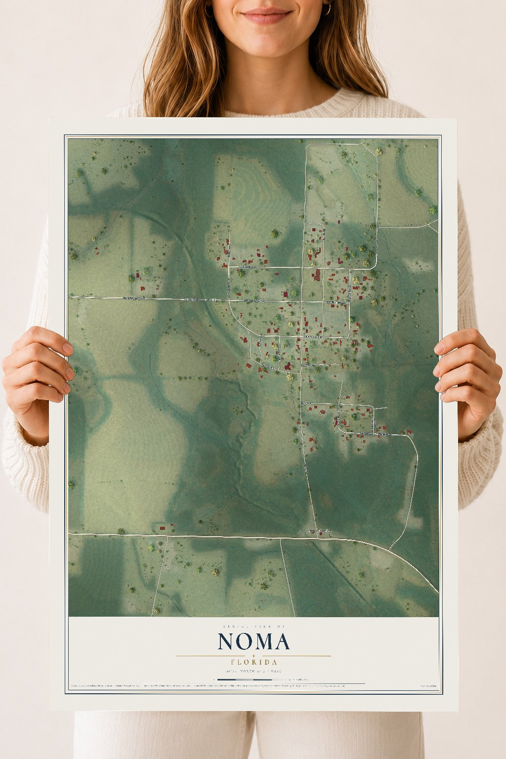 Noma, Florida map print, 18" x 24" Archival Matte Print mockup