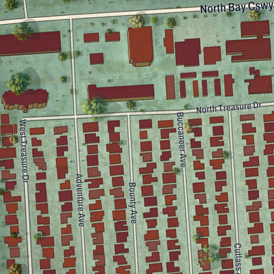 Close-up 1 of the North Bay Village, Florida map artwork