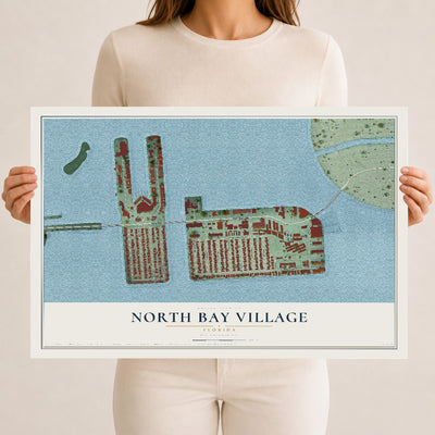 North Bay Village, Florida map print, 12" x 18" Archival Matte Print mockup