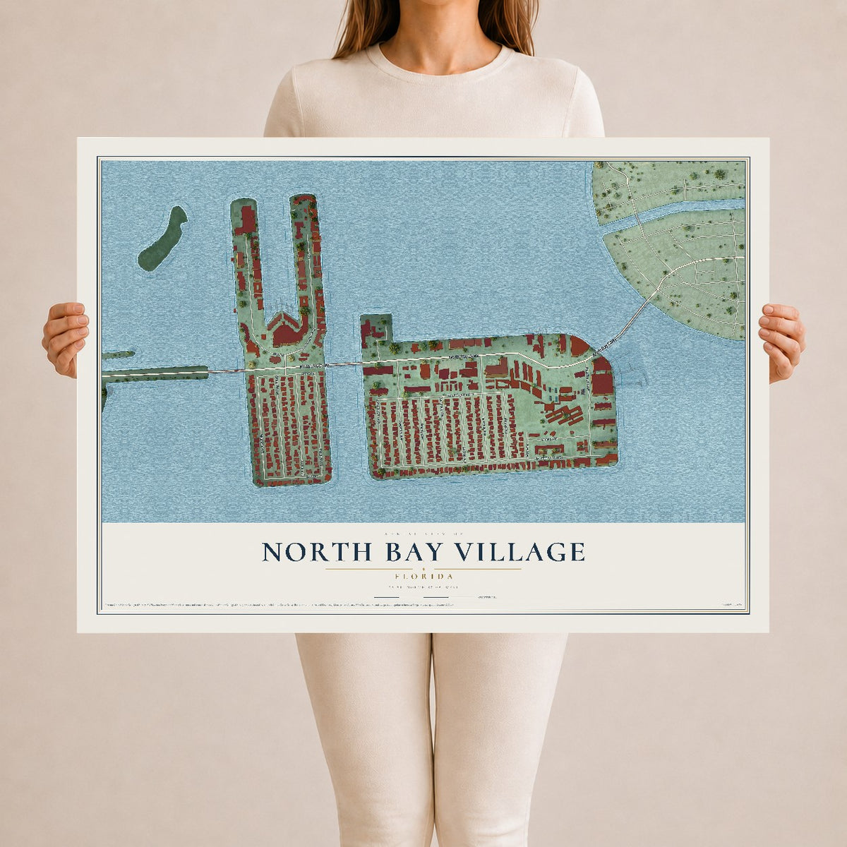 North Bay Village, Florida map print, 24" x 36" Archival Matte Print mockup