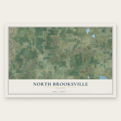 North Brooksville, Florida map print, the full design