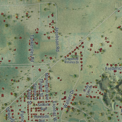 Close-up of the map of North Brooksville, Florida print showing street and building detail
