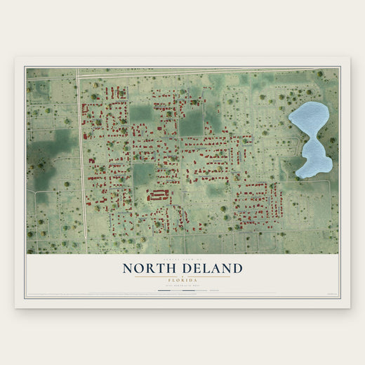 North DeLand, Florida map print, the full design