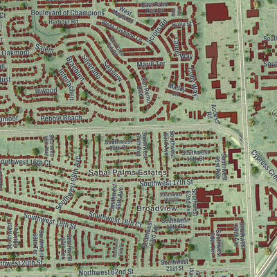 Close-up 1 of the North Lauderdale, Florida map artwork