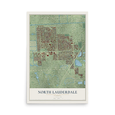 North Lauderdale, Florida map print, 12" x 18" Archival Matte Print mockup