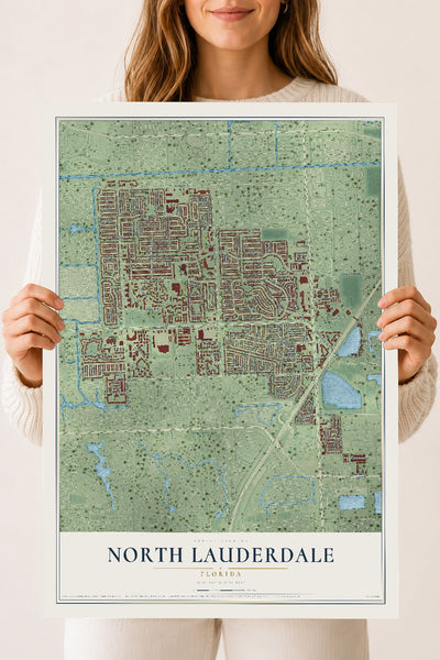 North Lauderdale, Florida map print, 18" x 24" Archival Matte Print mockup