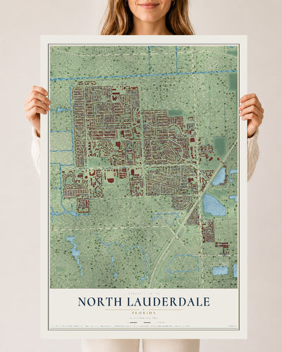 North Lauderdale, Florida map print, 24" x 36" Archival Matte Print mockup
