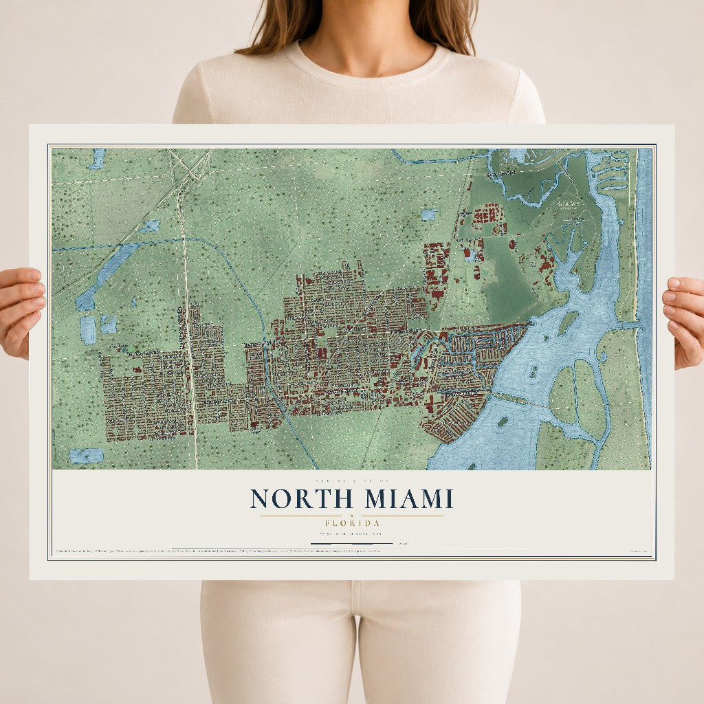 North Miami, Florida map print, 18" x 24" Archival Matte Print mockup
