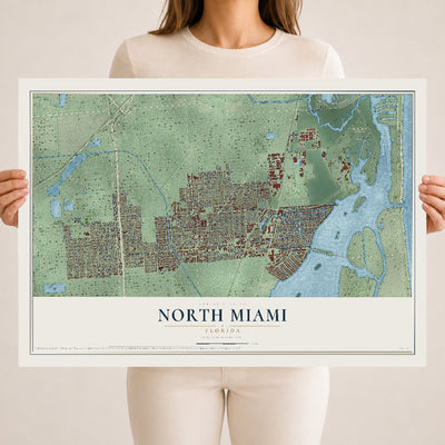 North Miami, Florida map print, 18" x 24" Archival Matte Print mockup
