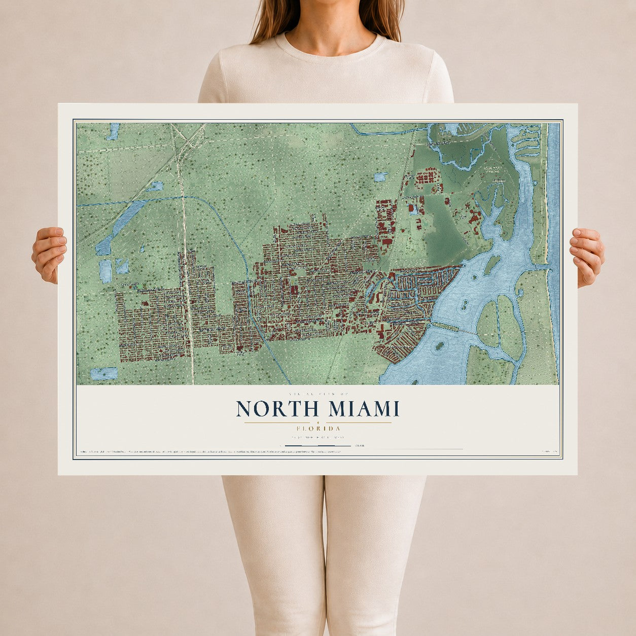 North Miami, Florida map print, 24" x 36" Archival Matte Print mockup