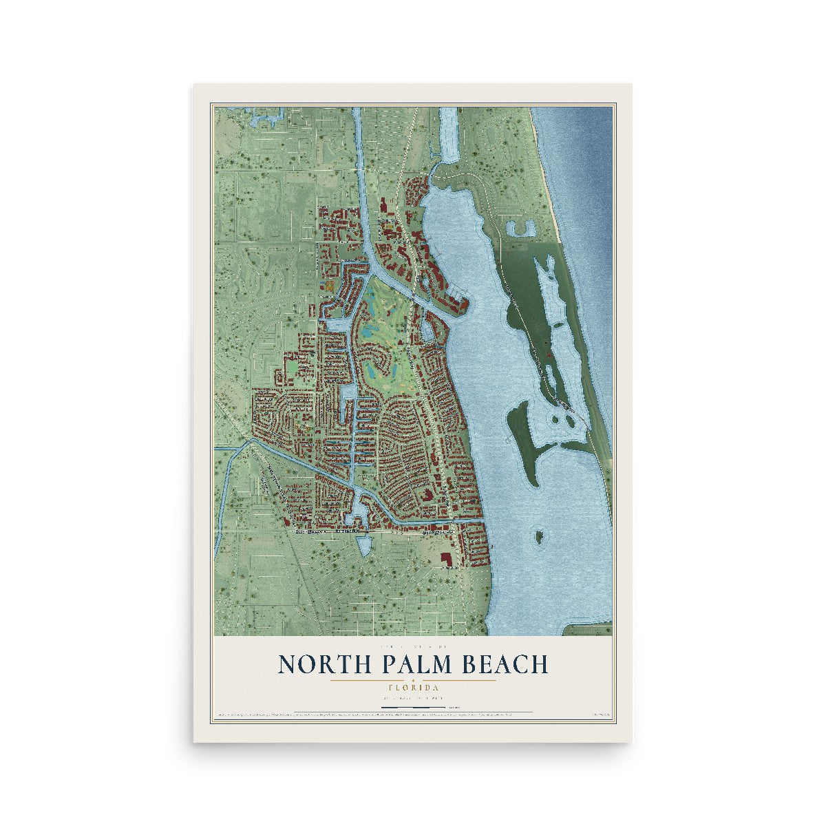 North Palm Beach, Florida map print, 12" x 18" Archival Matte Print mockup