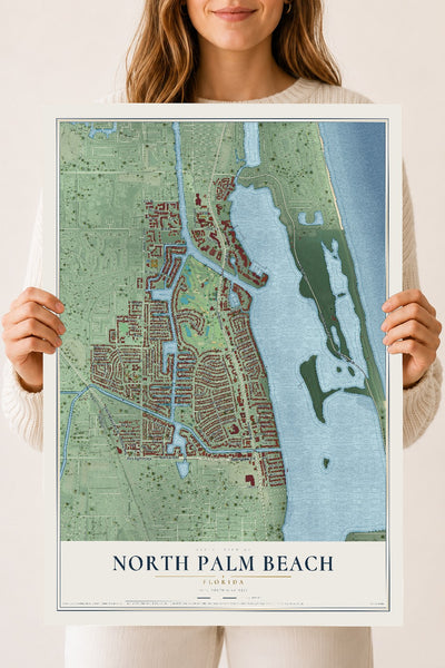 North Palm Beach, Florida map print, 18" x 24" Archival Matte Print mockup