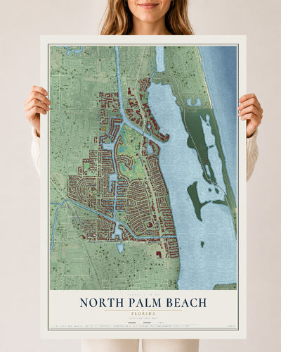 North Palm Beach, Florida map print, 24" x 36" Archival Matte Print mockup