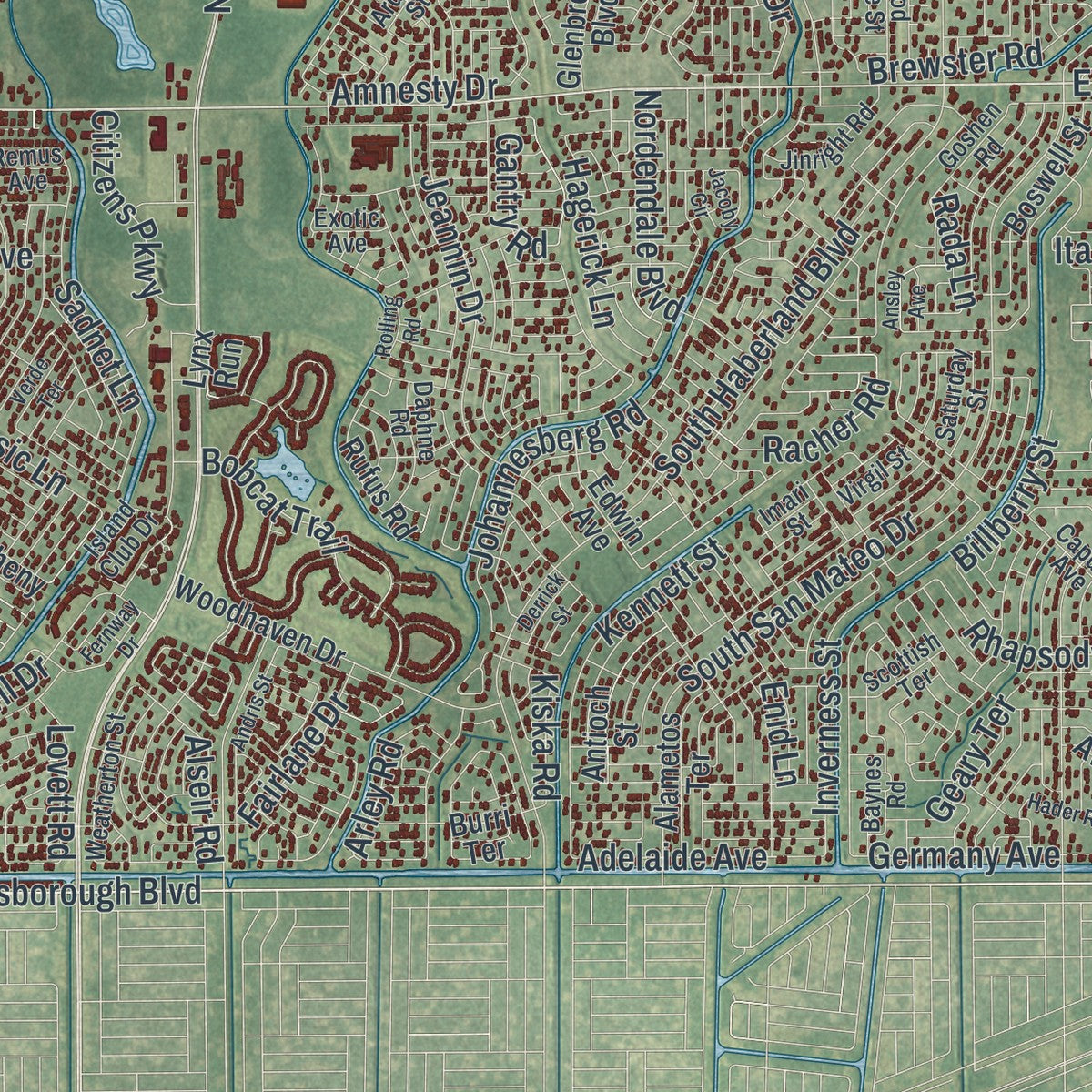 Close-up 1 of the North Port, Florida map artwork