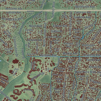 Close-up 2 of the North Port, Florida map artwork