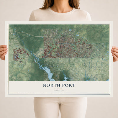 North Port, Florida map print, 18" x 24" Archival Matte Print mockup